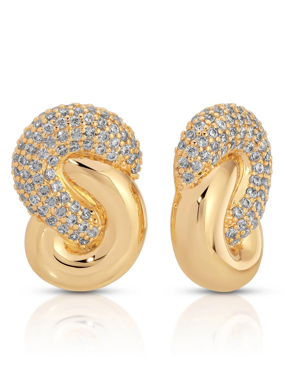 Ettika Knot Pavé Stud Earrings 18k Gold Plated NWT